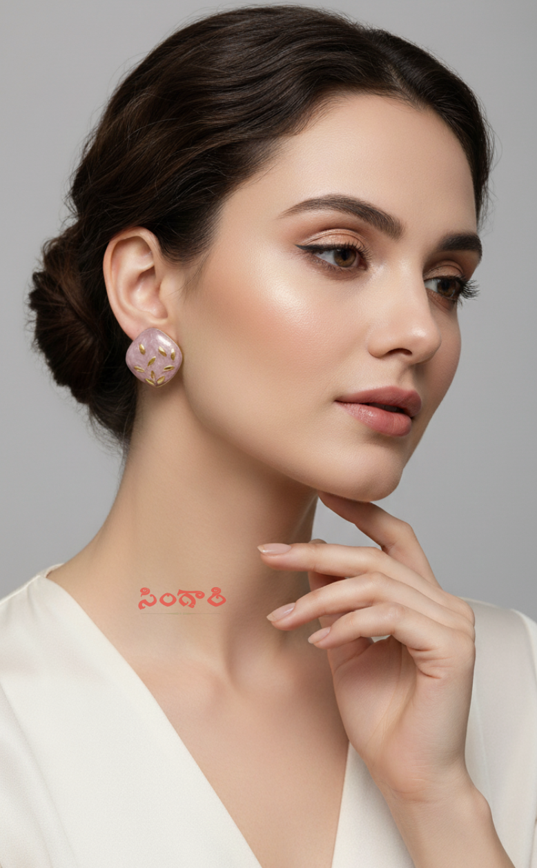 Office wear enamel studs - light pink