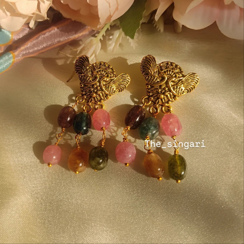 3 line monalisa beaded earrings