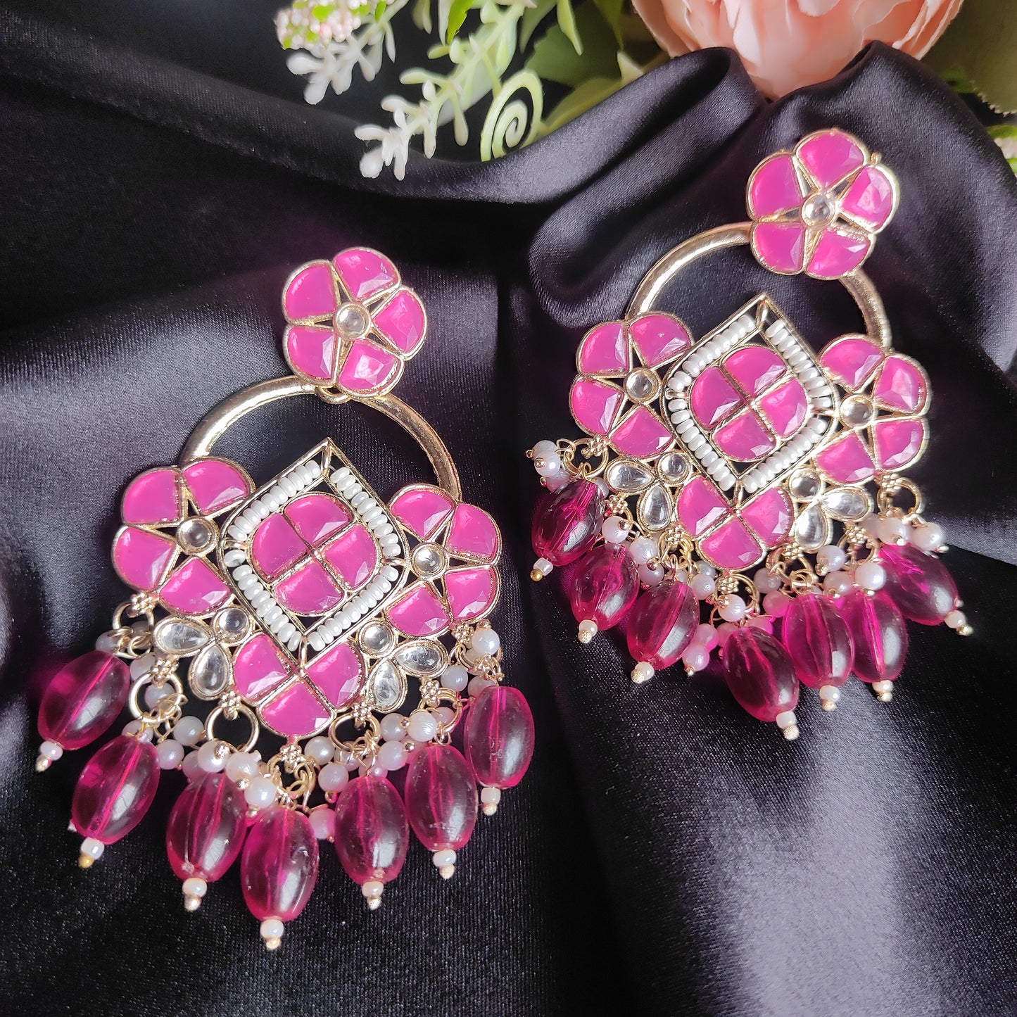 Rani Pink Adrika kundan earrings