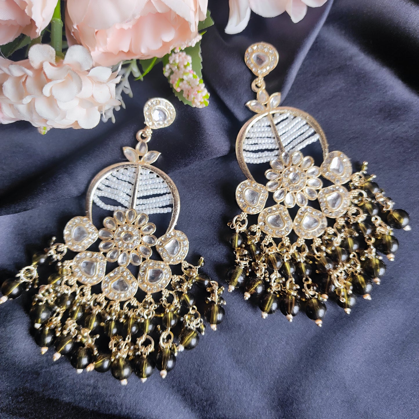 Olive Vinata kundan earrings