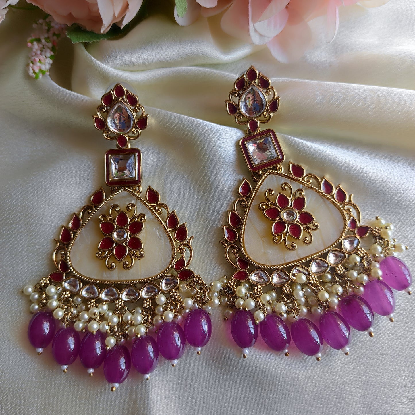 Purple Tapati premium kundan earring