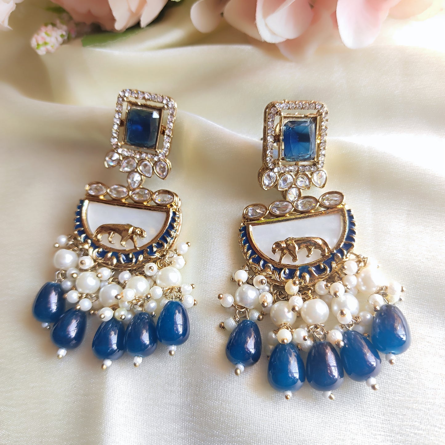 Navy Blue Tara premium kundan earring