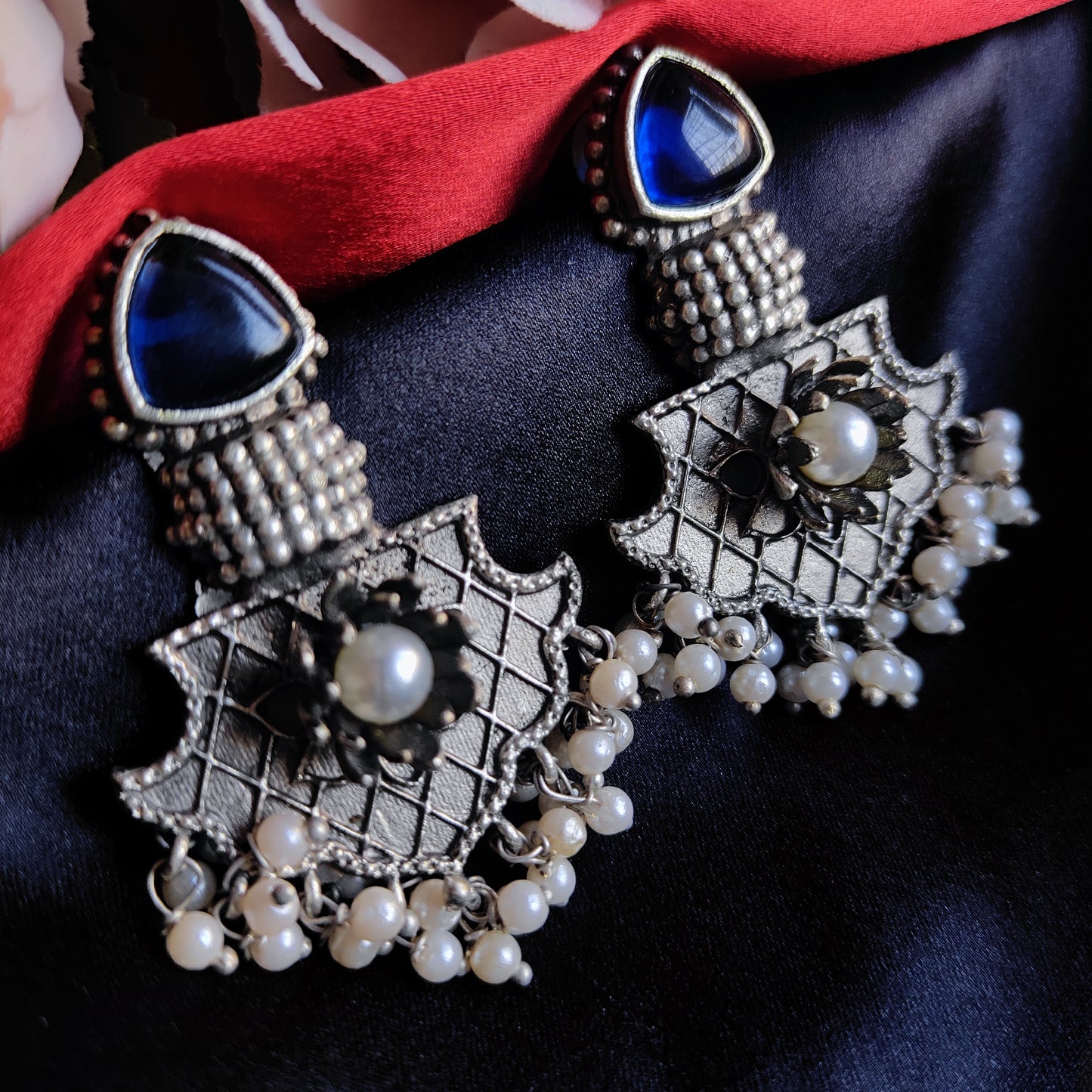 Navy Blue Miraya monalisa stone earrings