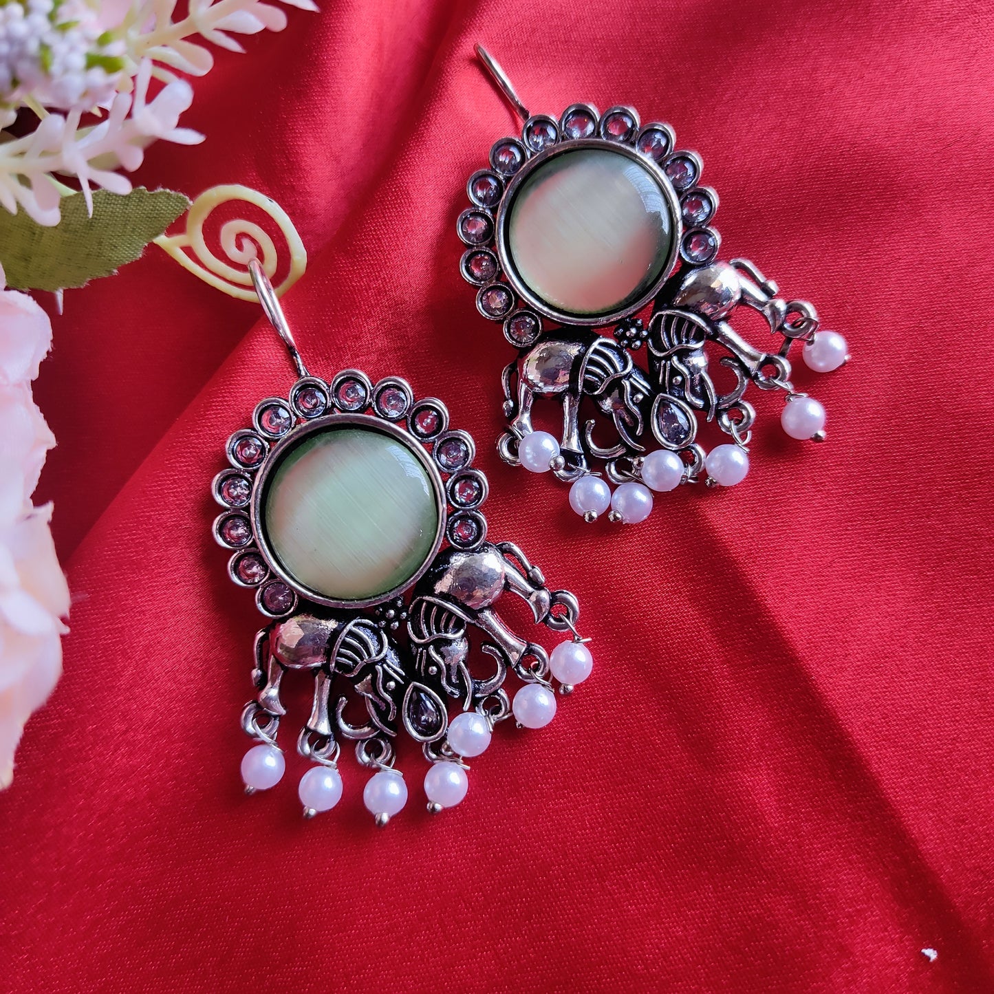 Mint Green Sameera monalisa stone earrings
