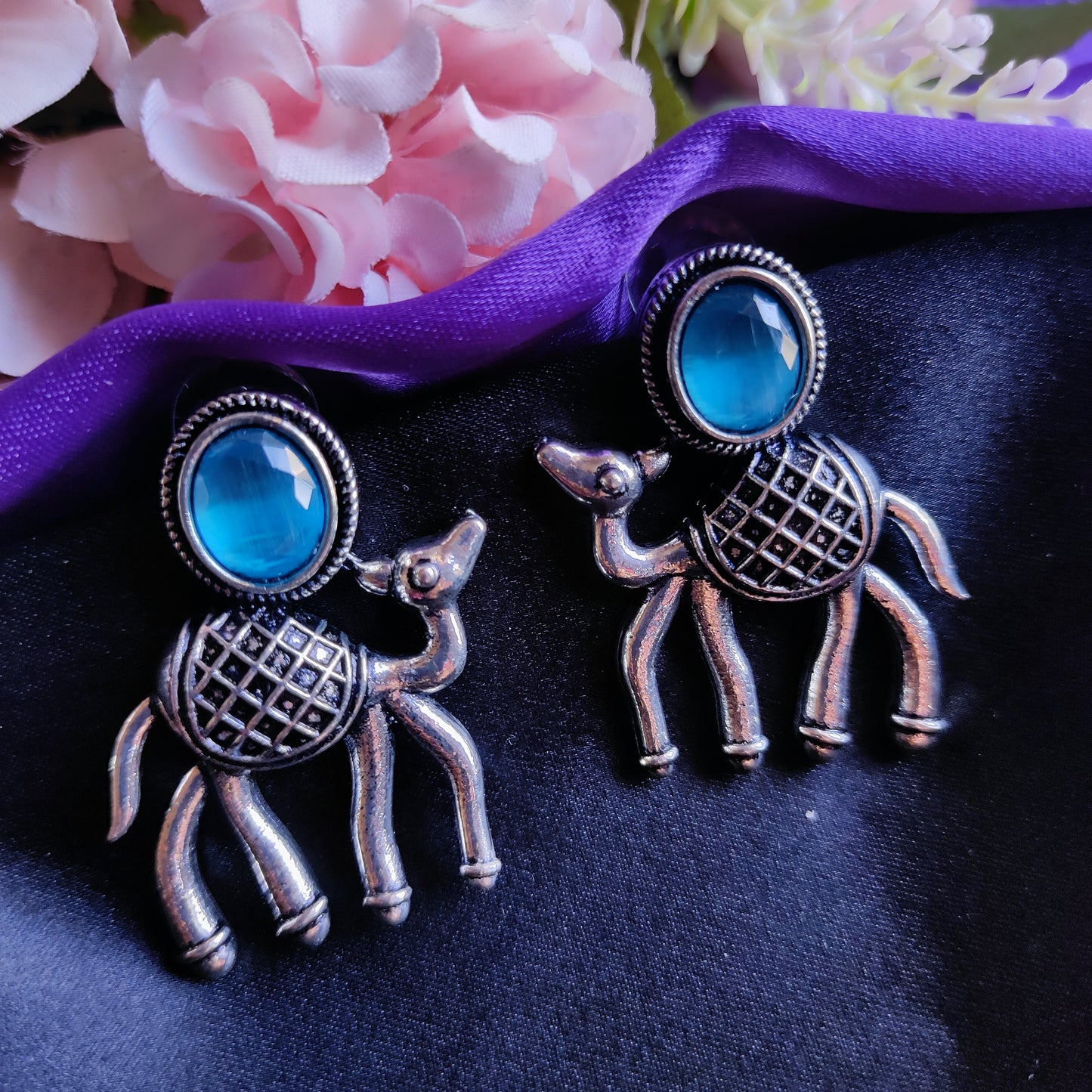 Blue Camel monalisa stone earrings