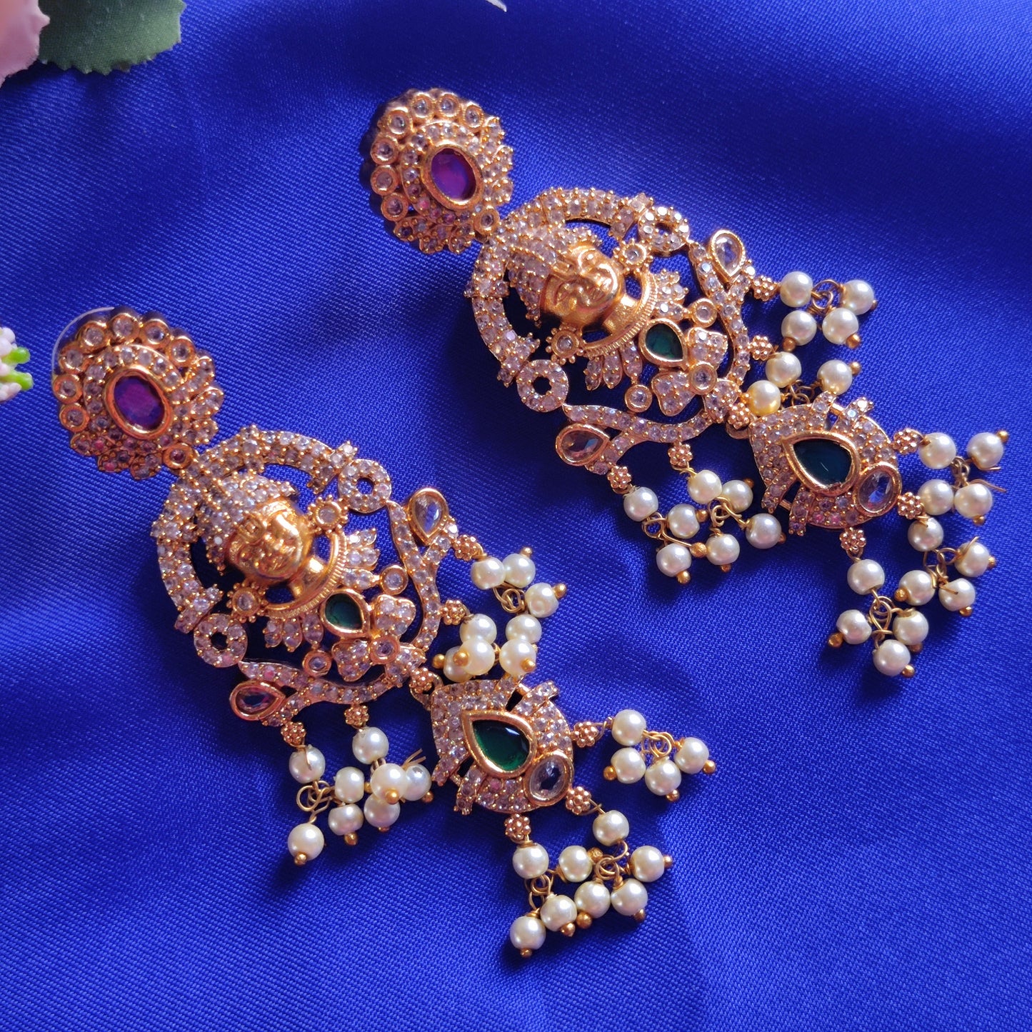 Tirupati Balaji gold plated earrings