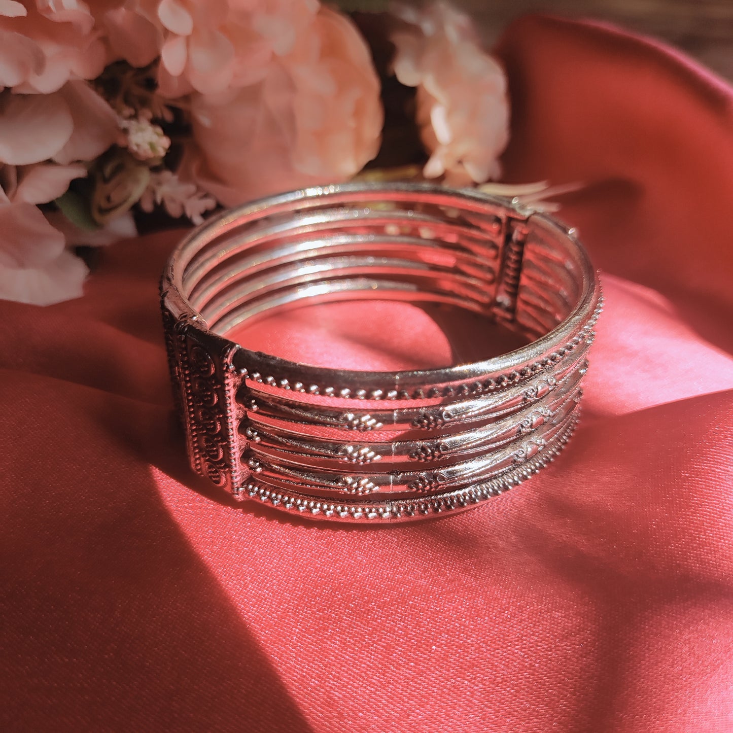 Silver Oxidised Brass Bangle Bracelet for Women