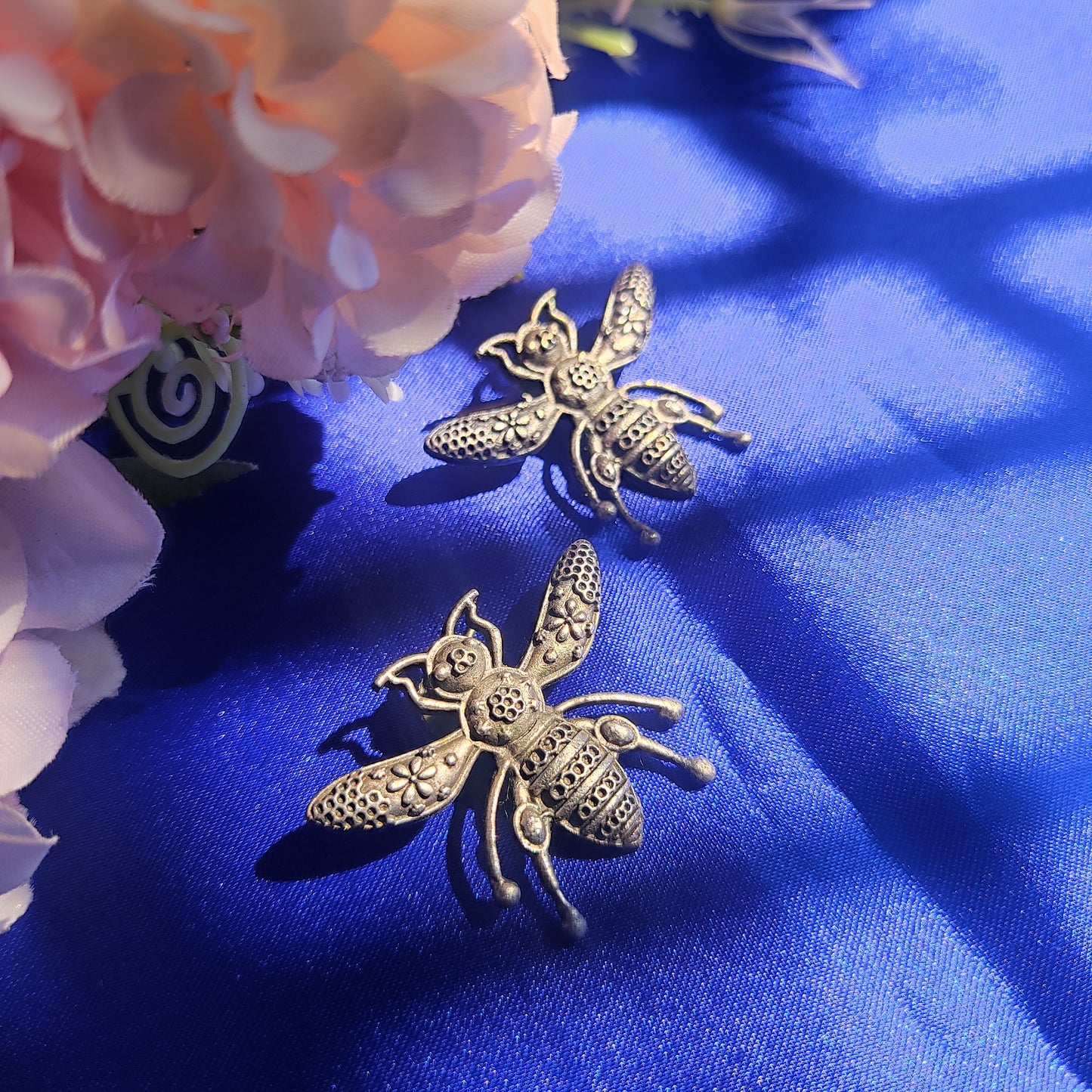 Buzzbee Brass Silver Stud Earrings