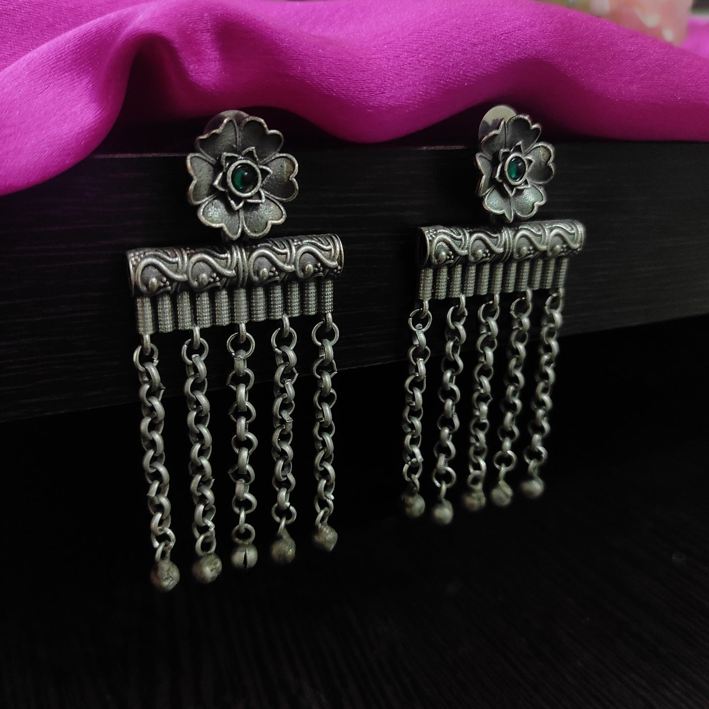 Beautiful Silver Oxidised Hanging Earrings