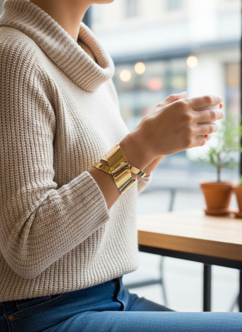 Bold Gold Plated Statement Cuff Bracelet for Women – Modern Party Wear