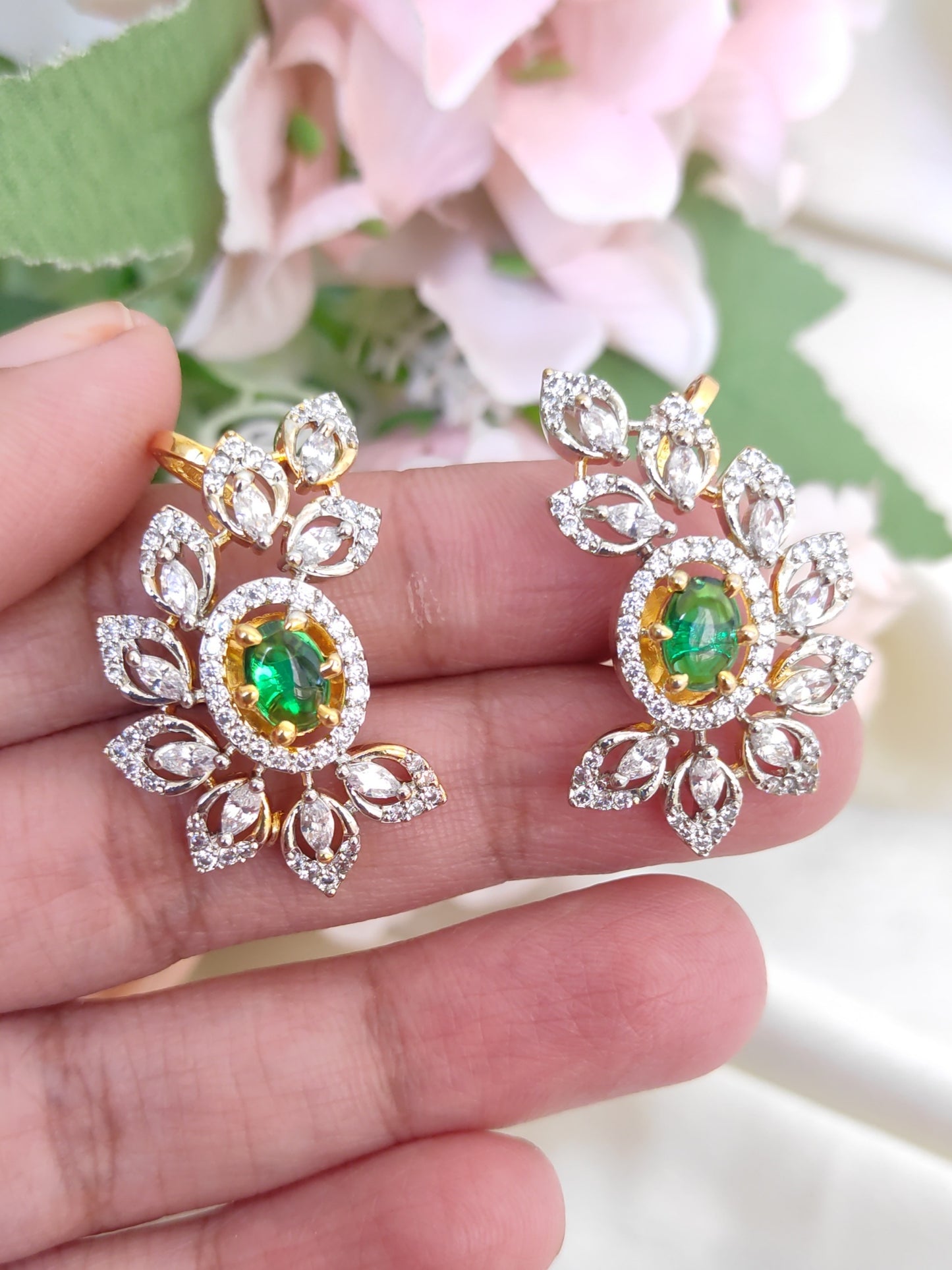 Sparkling Green Stone Statement Studs