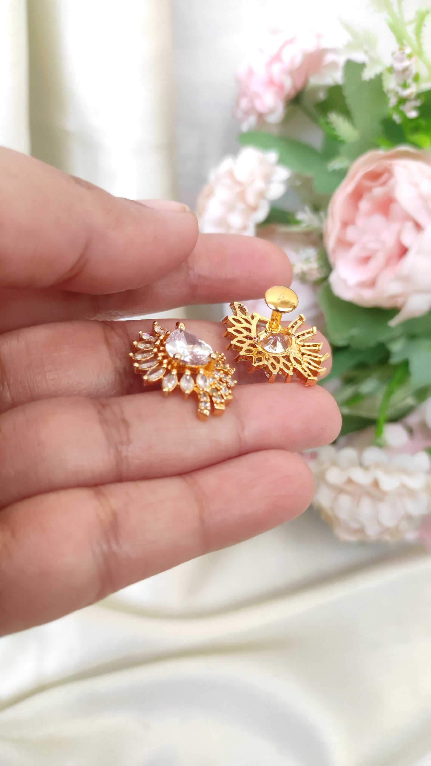 Sparkling Teardrop Crystal Stud Earrings – Bridal & Party Wear