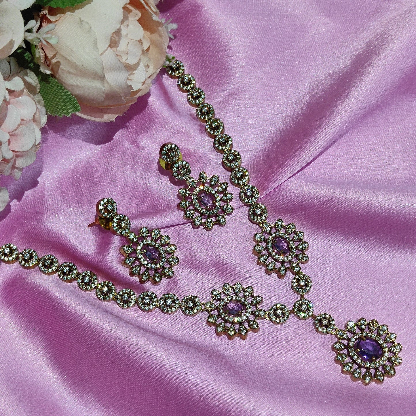 Purple colour necklace set