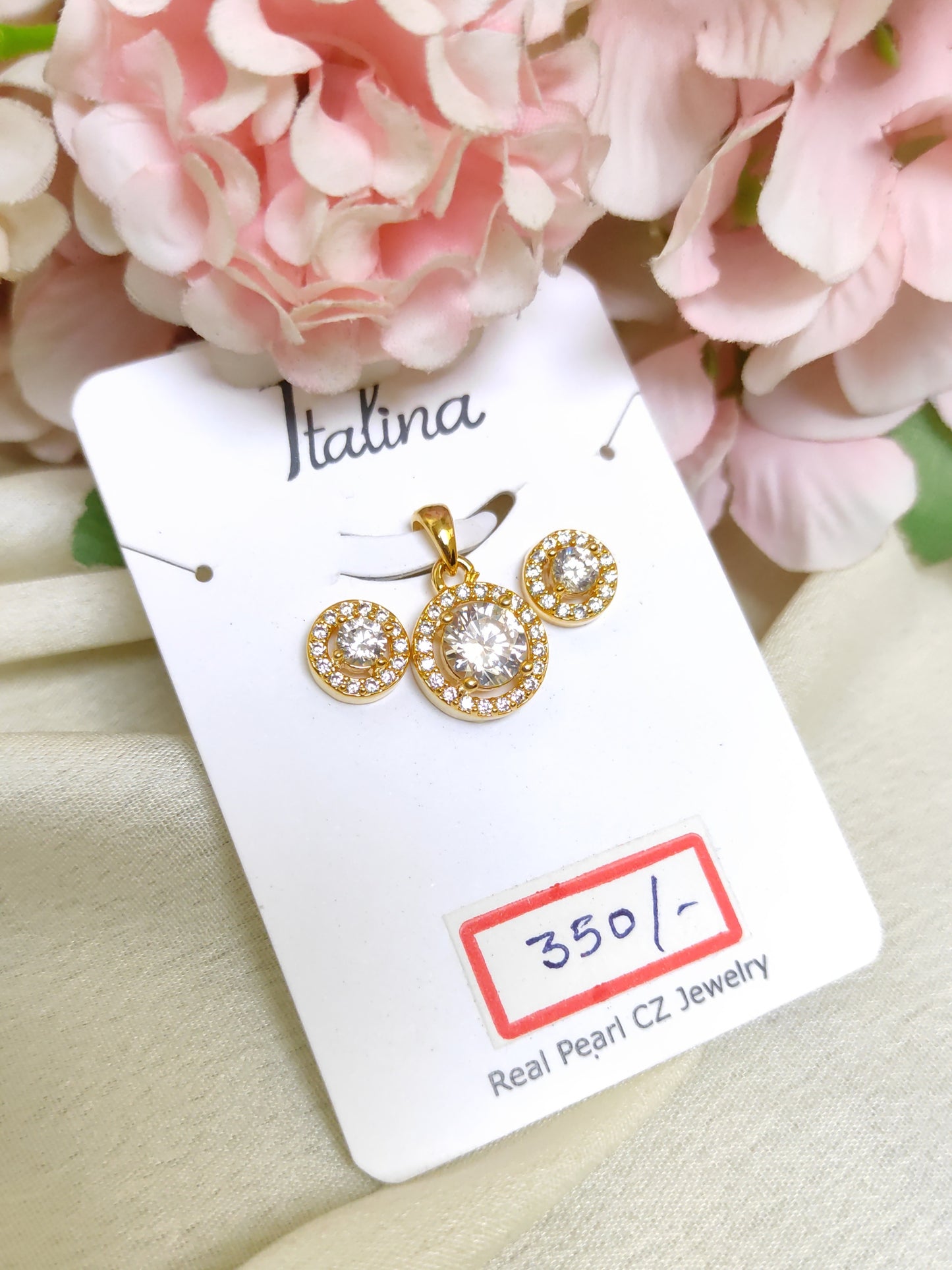 Diamonds look like Purple stone Pendant Set (small)