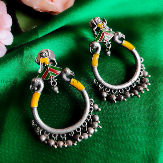 Silver-Plated Yellow Enameled Dancing Lady Earrings