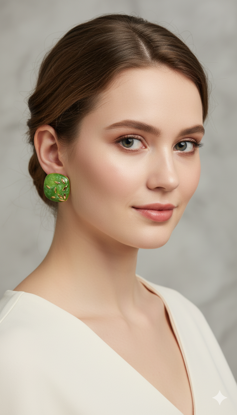 Office wear enamel studs - Green