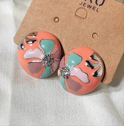 Floral Peach Petal Pop Stud earrings - light weight Daily Wear for College and Office
