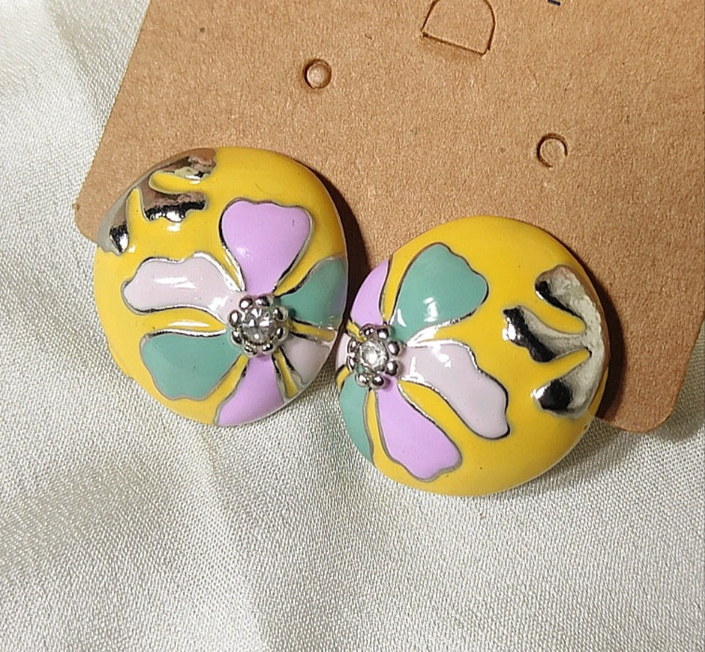 Floral Sunny Yellow Bloom Stud earrings - light weight Daily Wear for College and Office