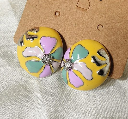 Floral Sunny Yellow Bloom Stud earrings - light weight Daily Wear for College and Office