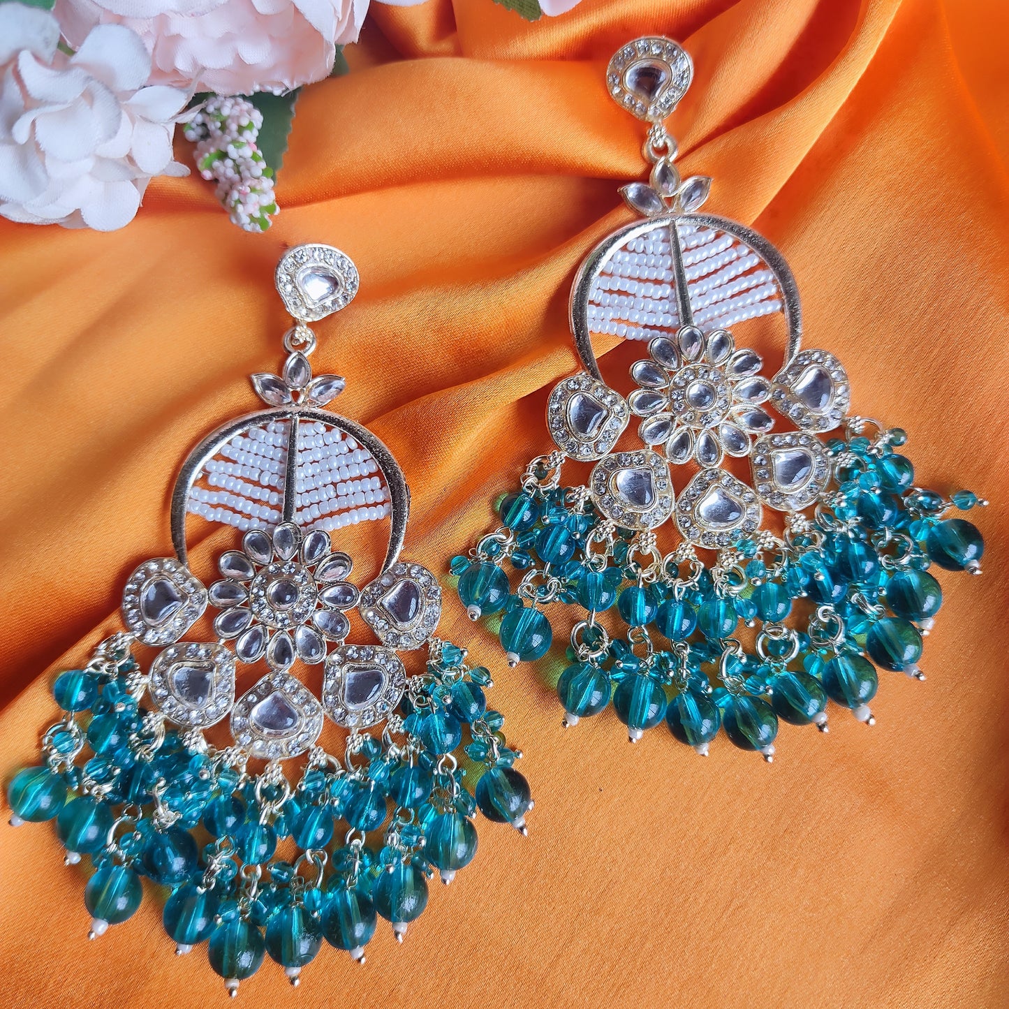 Blue Vinata kundan earrings
