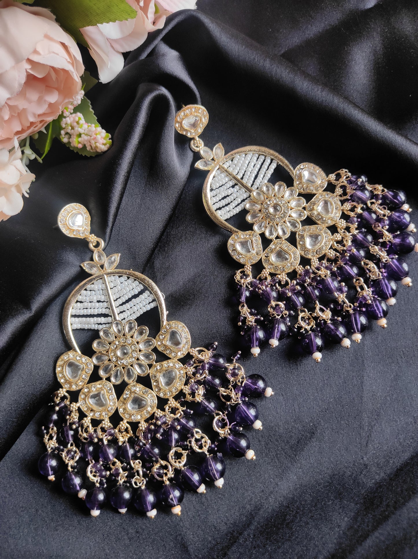 Violet Vinata kundan earrings