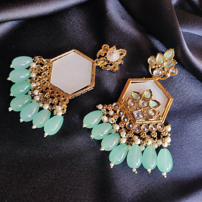 Mint green Hex premium kundan earring