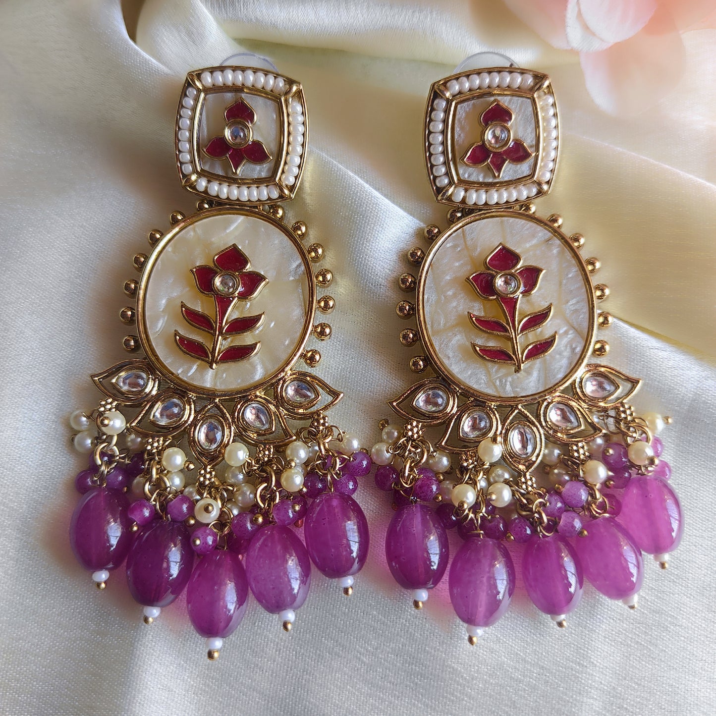 Purple Luna premium kundan earring