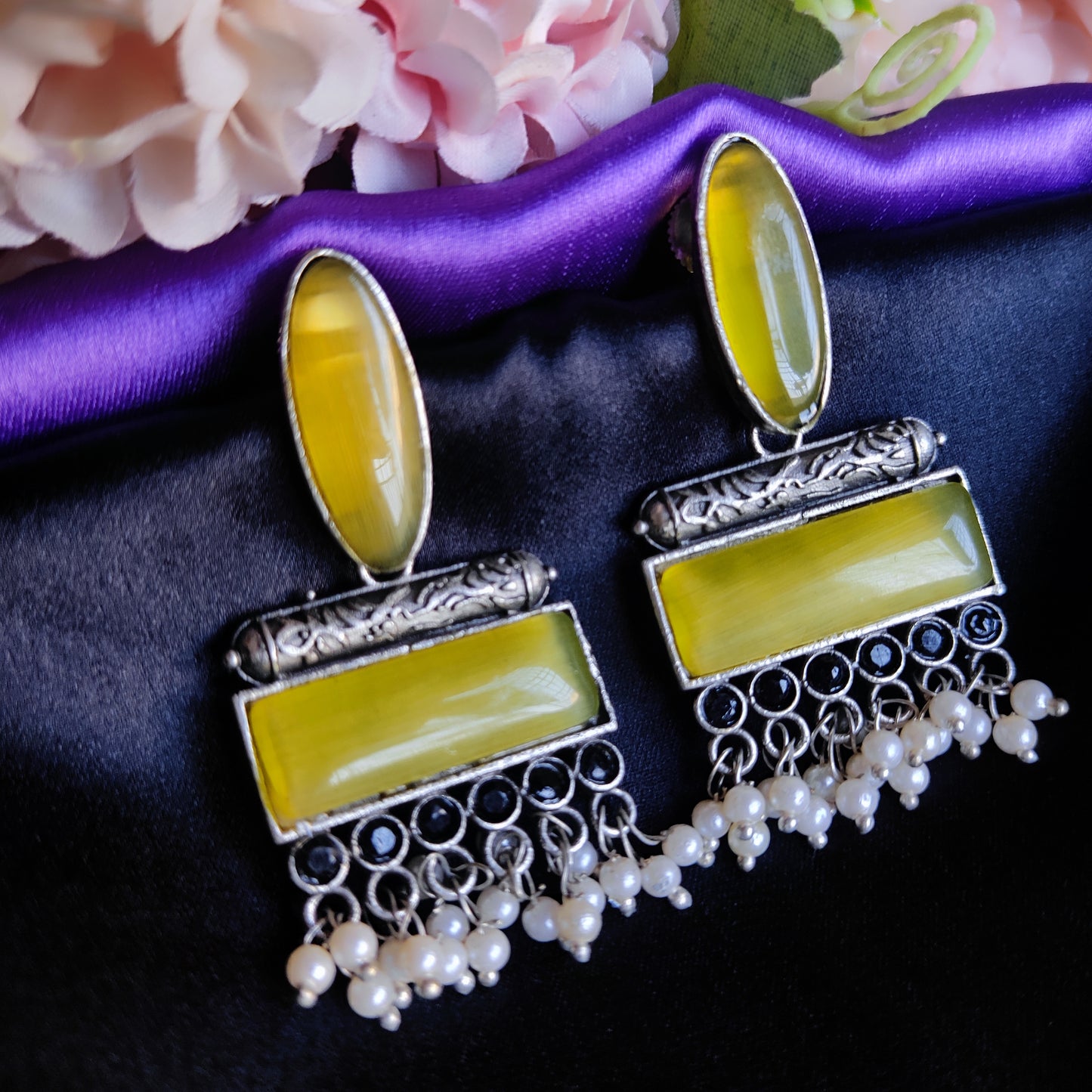 Lemon Geeta monalisa stone earrings