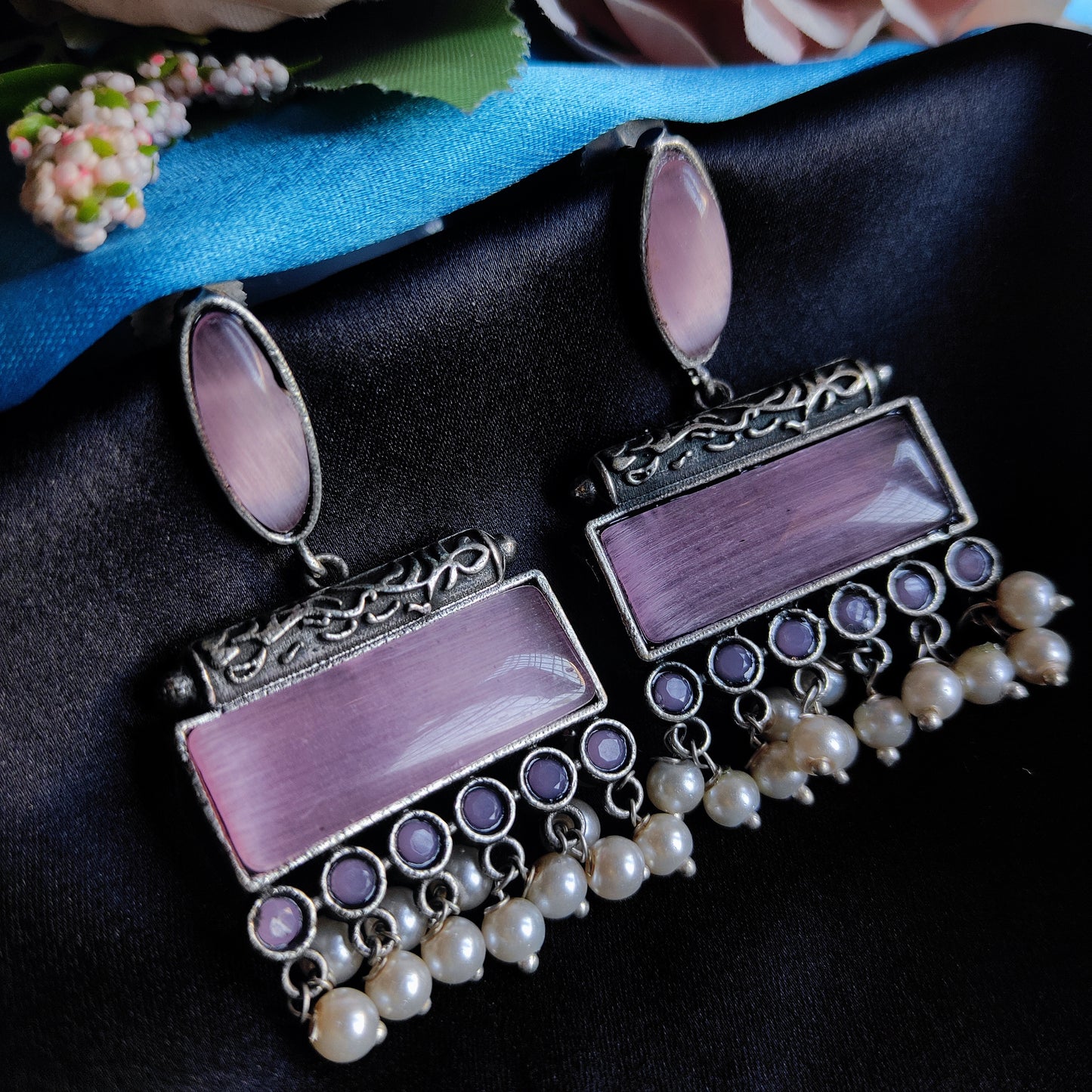 Pink Geeta monalisa stone earring