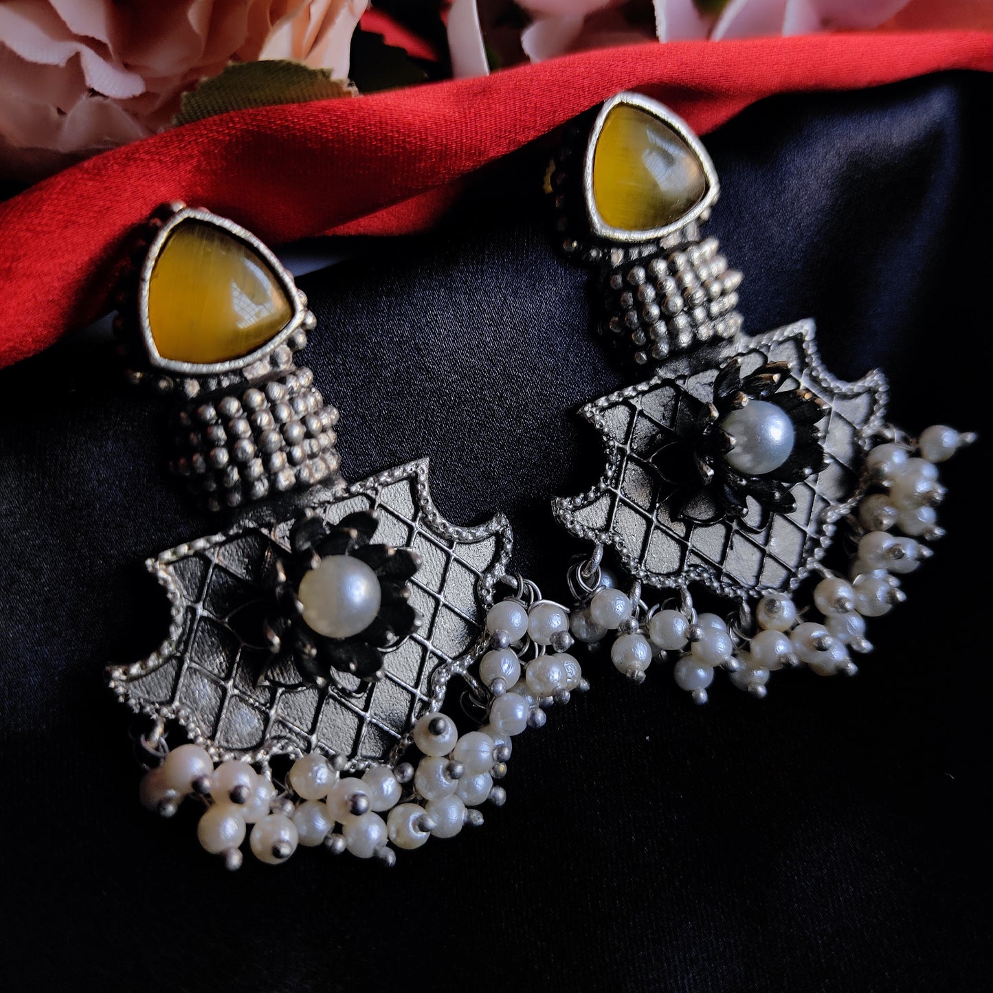 Yellow Miraya monalisa stone earrings