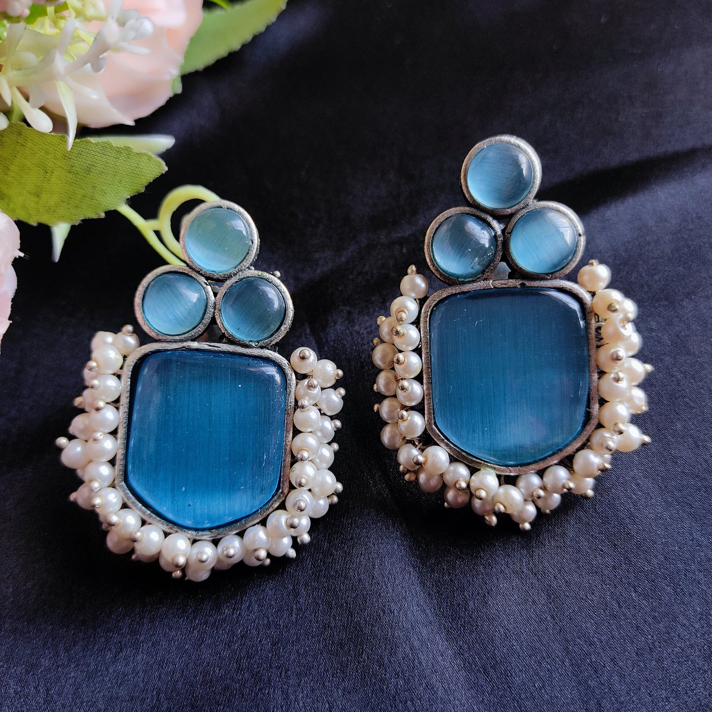 Sky Blue Archana monalisa stone earrings
