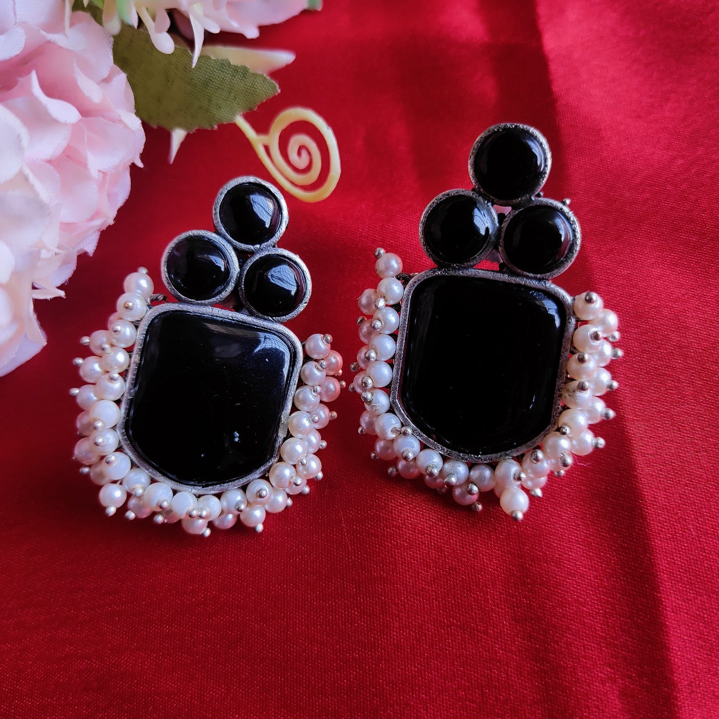 Black Archana monalisa stone earrings