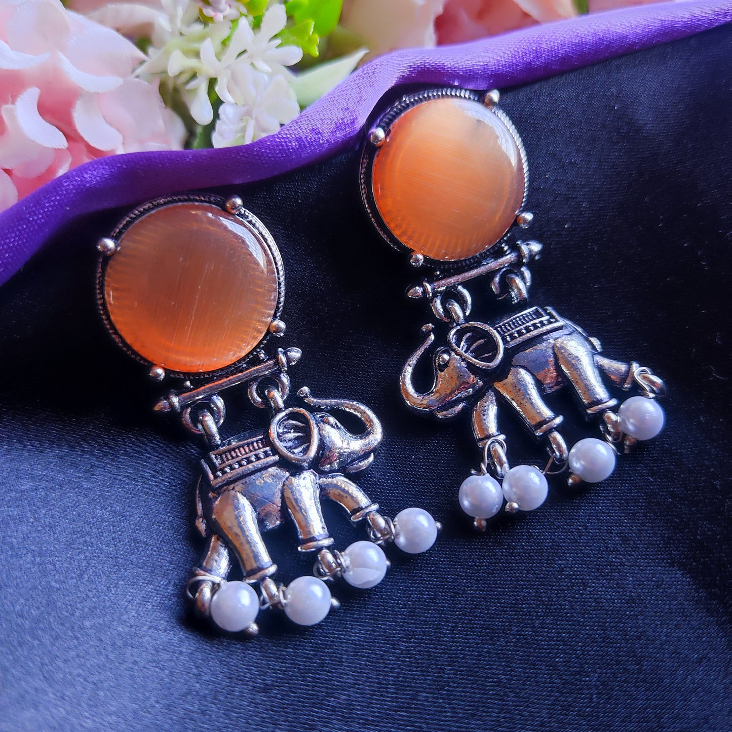 Orange Aditi monalisa stone earring