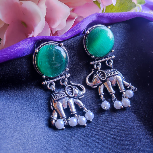 Green Aditi monalisa stone earrings