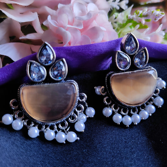 Beige Dristi monalisa stone earrings