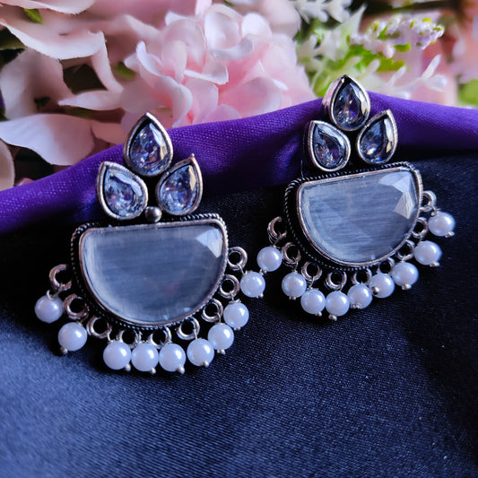 Gray Dristi monalisa stone earrings