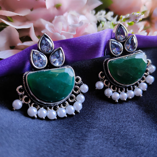 Green Dristi monalisa stone earrings