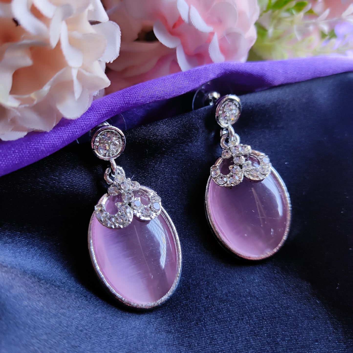 Pink Jaya monalisa stone earrings