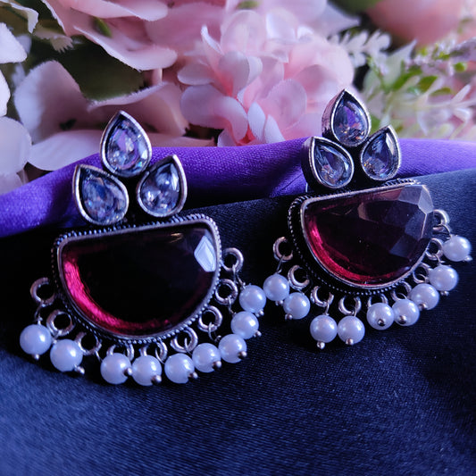 Red Dristi monalisa stone earrings