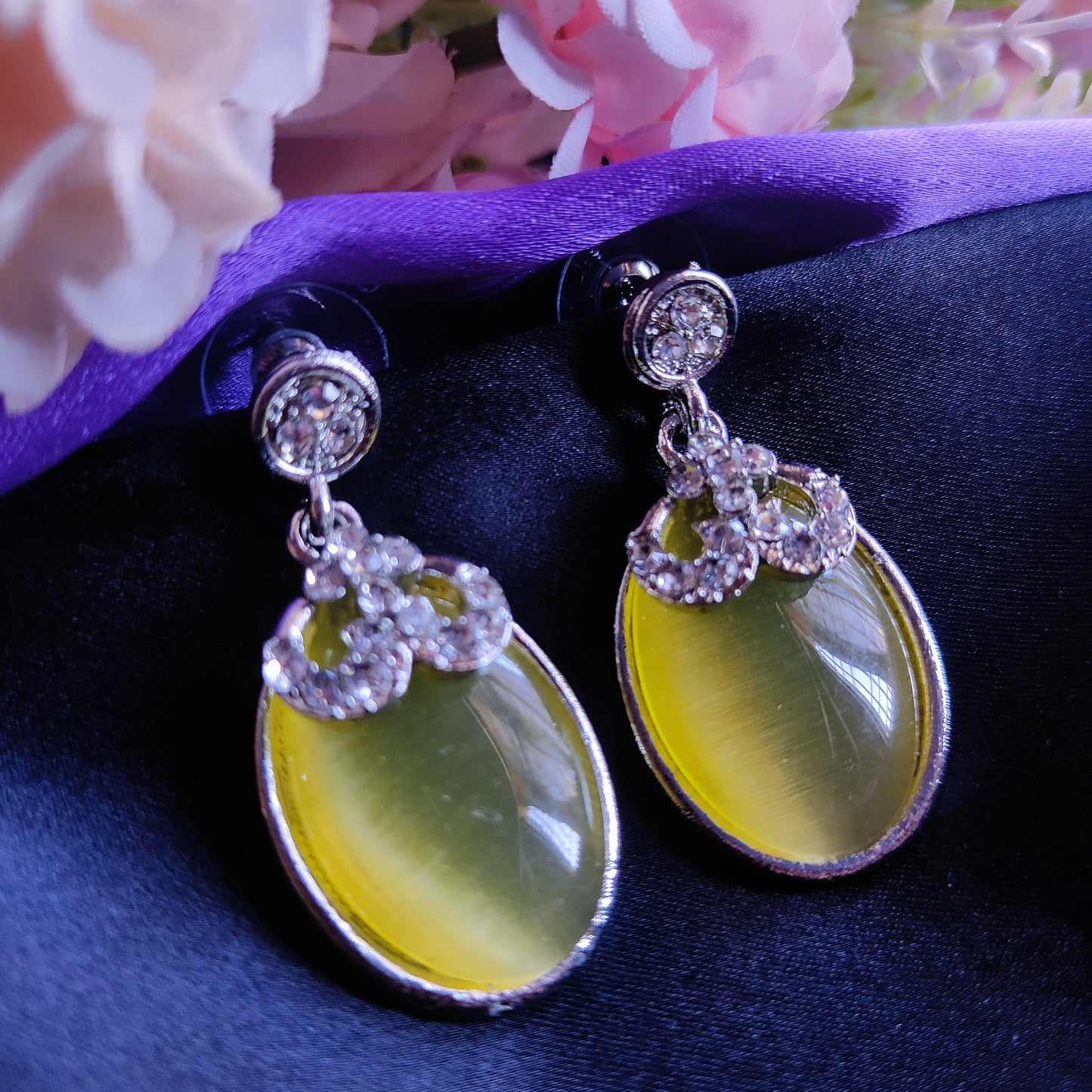 Lemon Yellow Jaya monalisa stone earrings