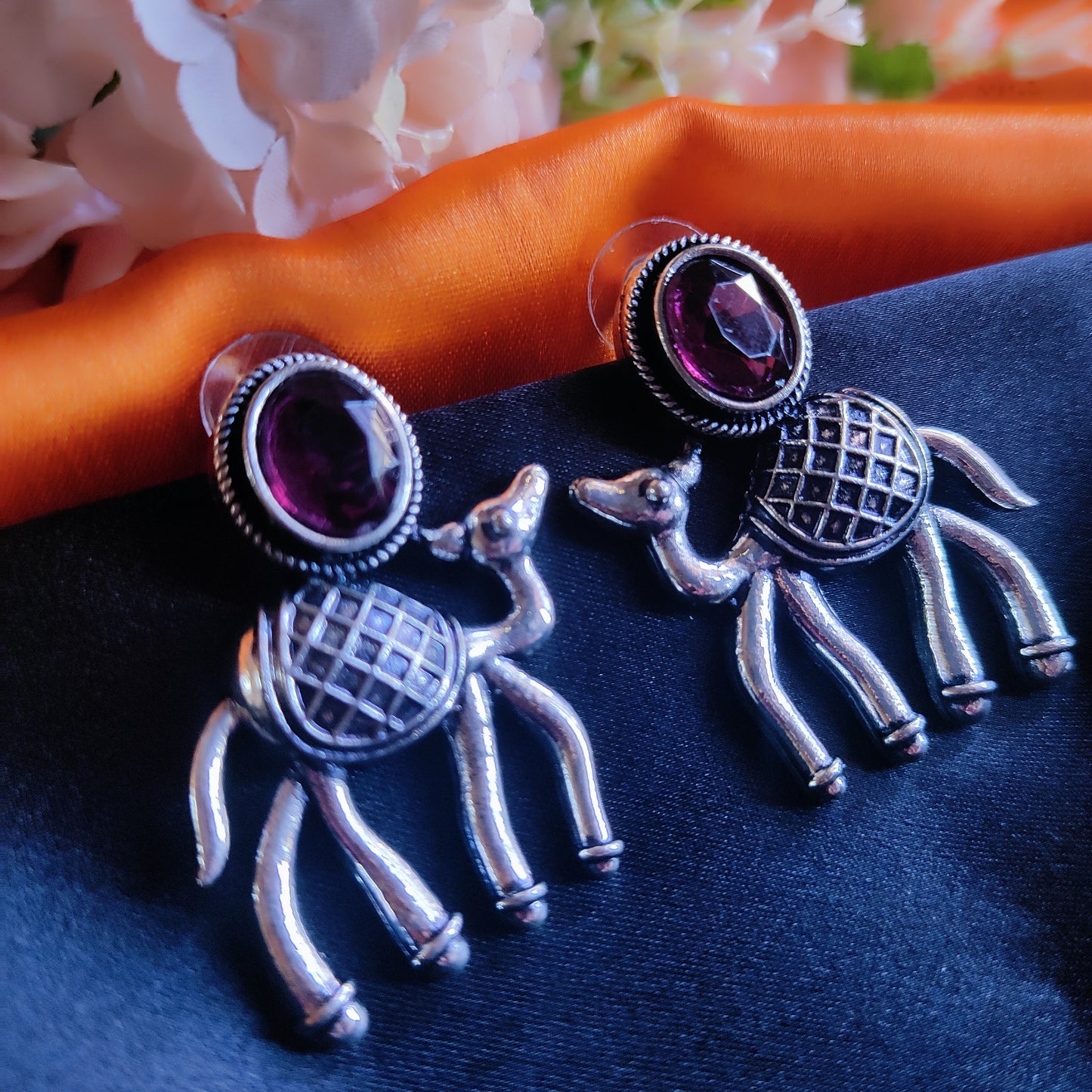 Purple Camel monalisa stone earrings