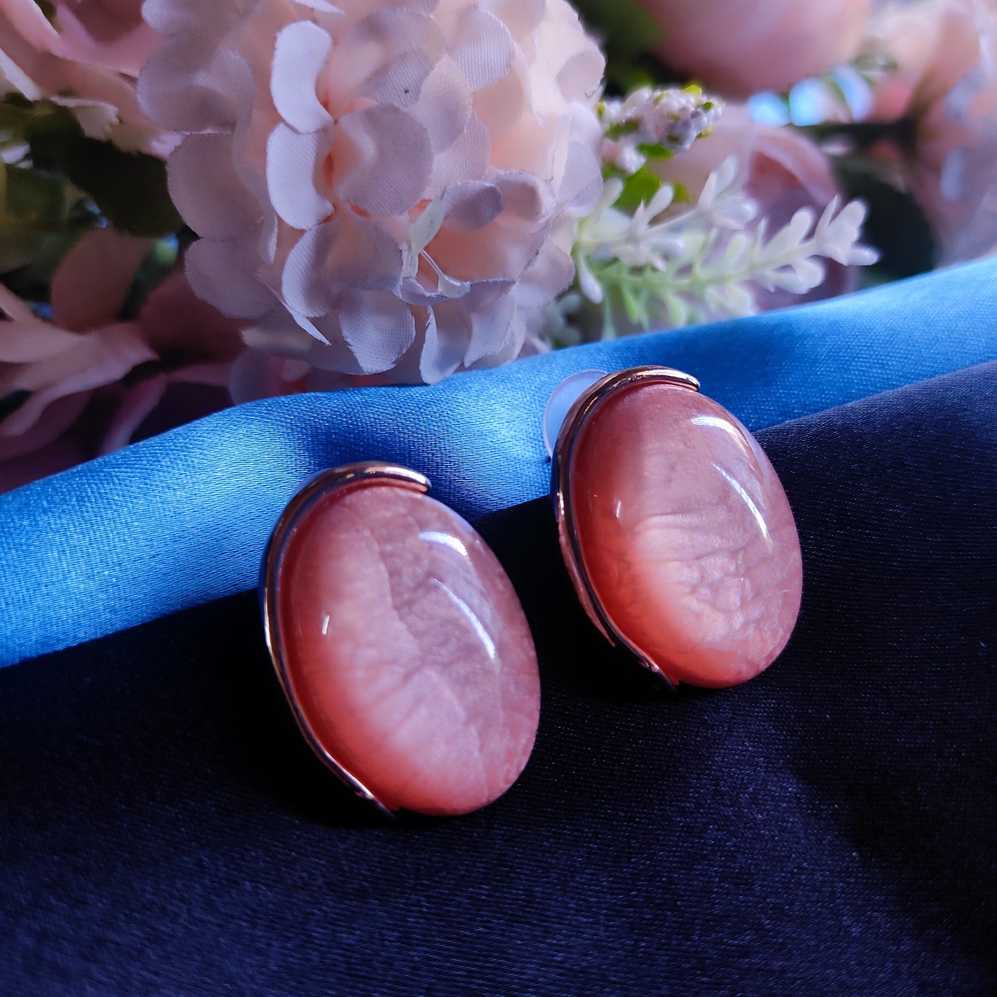 Orange Jisha monalisa stone earrings