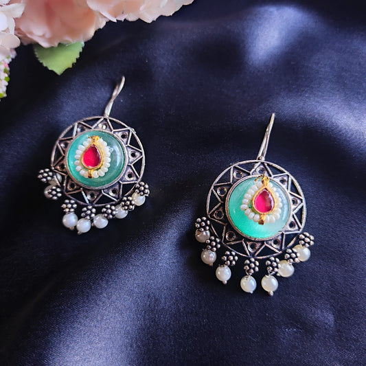 Turquoise Miraya monalisa stone earrings
