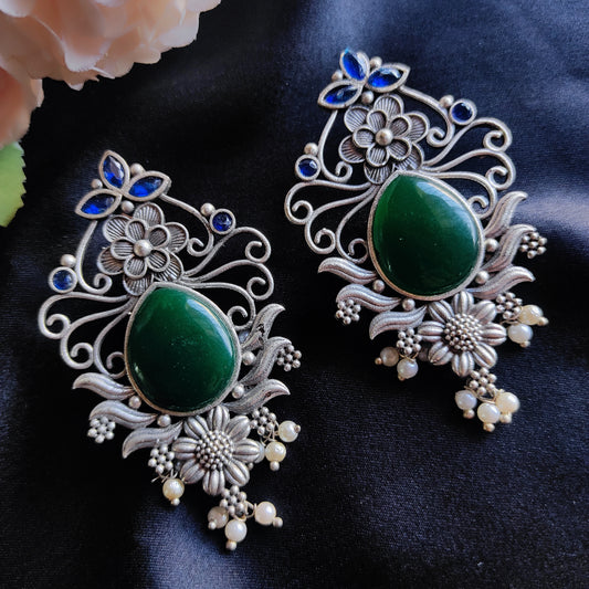 Green Ananya monalisa stone earrings