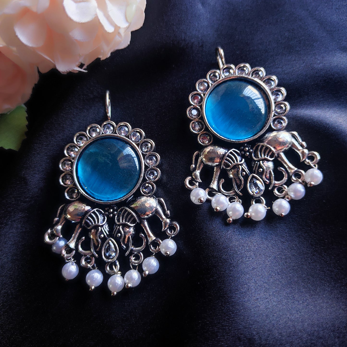 Blue Sameera monalisa stone earrings