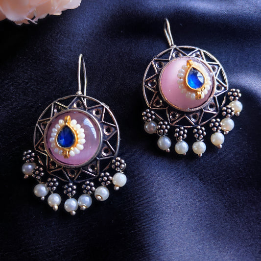 Pink Miraya monalisa stone earrings