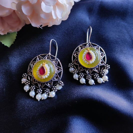 Yellow Miraya monalisa stone earrings
