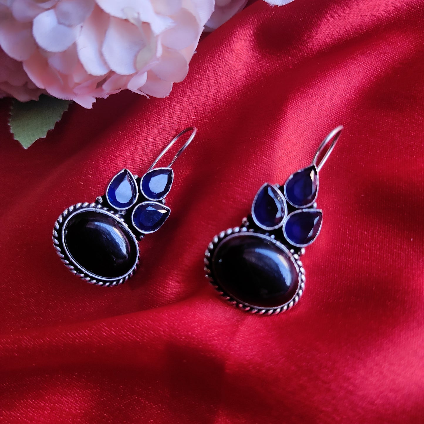 Navy Blue Tanu monalisa stone earrings