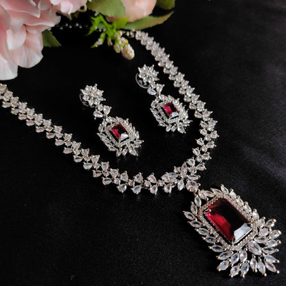 Red AD stone long Necklace set