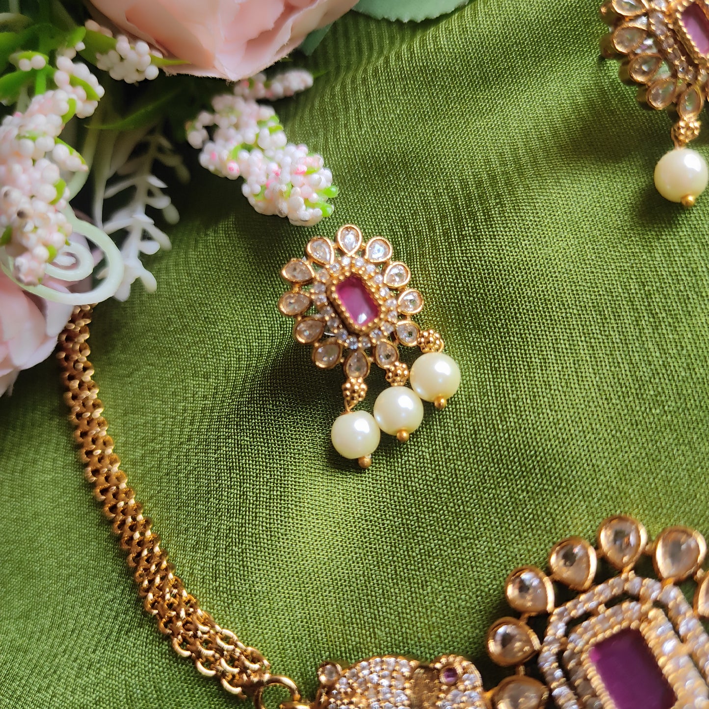Elephant  motif  Ruby choker necklace set